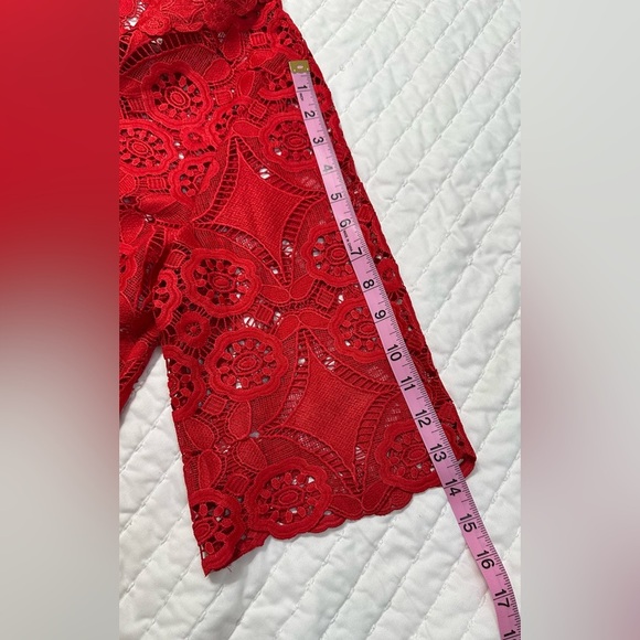 NWT Umgee Summer Vibrant Red Lace Blouse in Size S - Picture 9 of 12